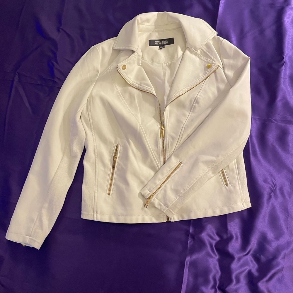Ivory Faux Leather Jacket